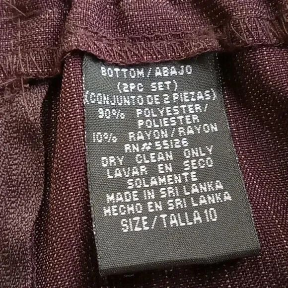 Positive Attitude women's Size 10 wine color pinstripes New pants & blazer - Picture 11 of 16